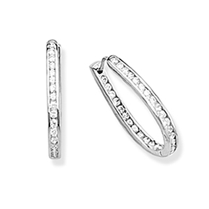Inside/Outside Oval Sterling silver Hoops